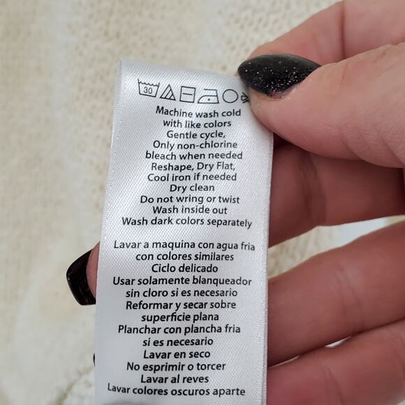 Rachel Zoe Womens Karla Open Cream Lace Knit Stretchy Cotton Blend Sweater| XL - Picture 6 of 12